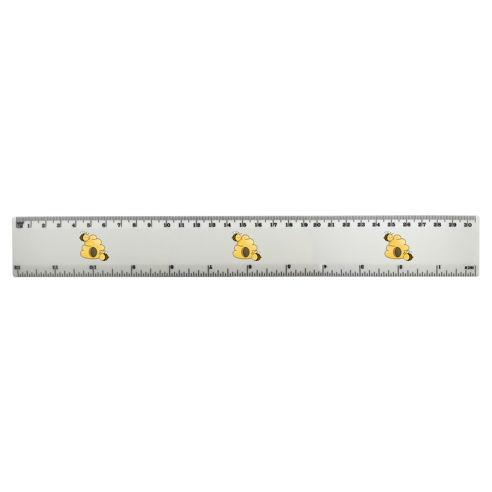 'Cute Bees & Hive' 30cm (12 Inch) White Plastic Ruler (RL00093222)