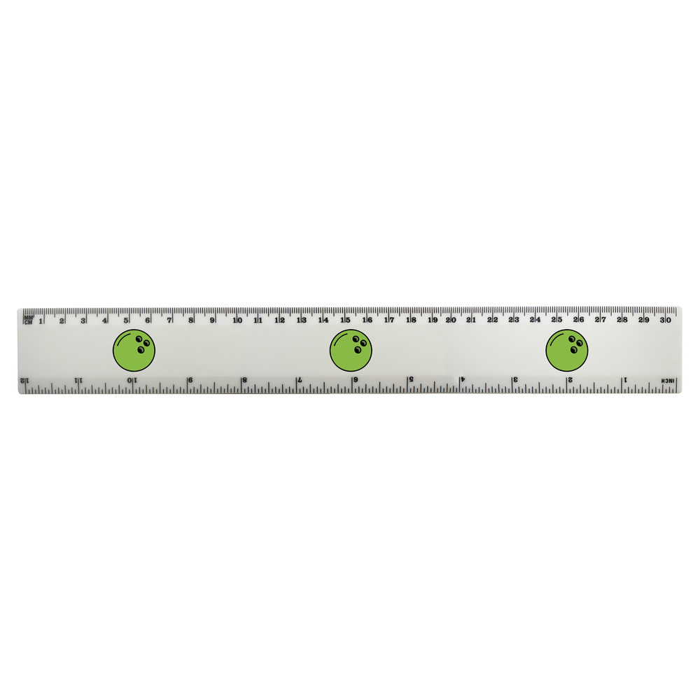 'Green bowling ball' 30cm (12 Inch) White Plastic Ruler (RL00095594)