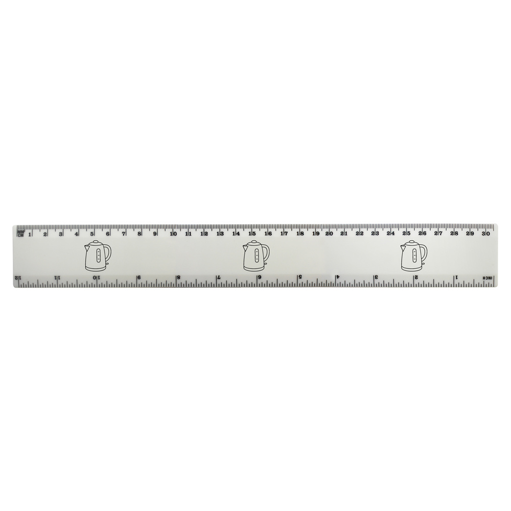 'Kettle' 30cm (12 Inch) White Plastic Ruler (RL00096170)