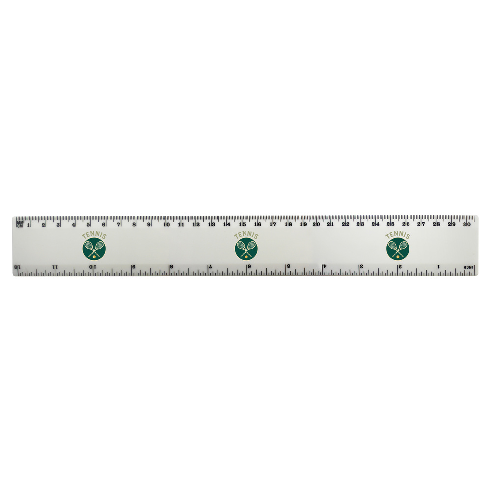 'Tennis Rackets' 30cm (12 Inch) White Plastic Ruler (RL00098350)