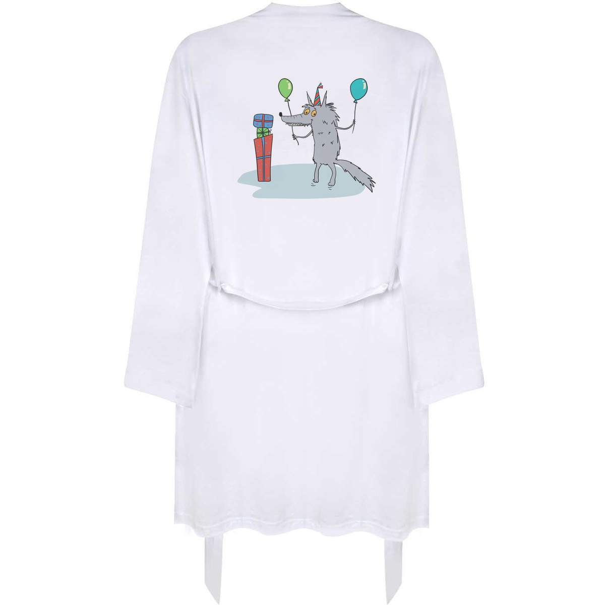 Small 'Wolf Has A Birthday' Adult Dressing Robe / Gown (RO00098555)