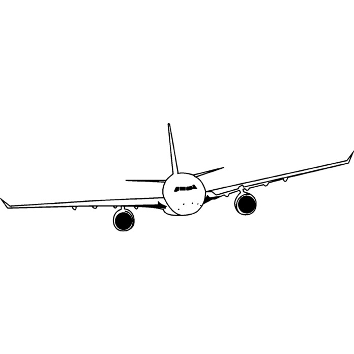 'Incoming Airplane' Unmounted Rubber Stamp - Commercial Airliner Head-On View Line - For Crafting, Scrapbooking and Card Making (RS002759)