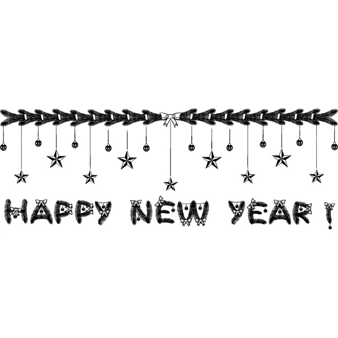 'Happy New Year Banner' Unmounted Rubber Stamp - For Crafting, Scrapbooking and Card Making - Size A7 (RS00002078)