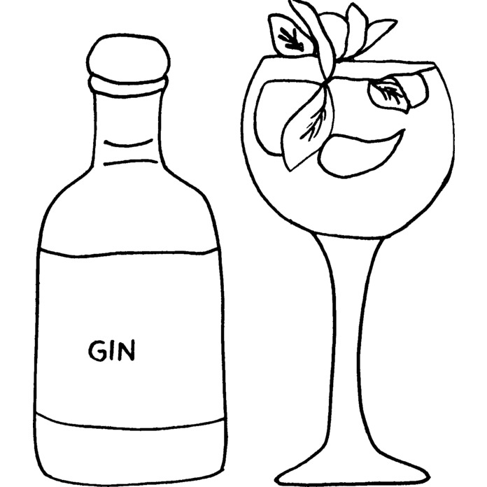 'Gin With Glass' Unmounted Rubber Stamp - For Crafting, Scrapbooking and Card Making (RS022148)