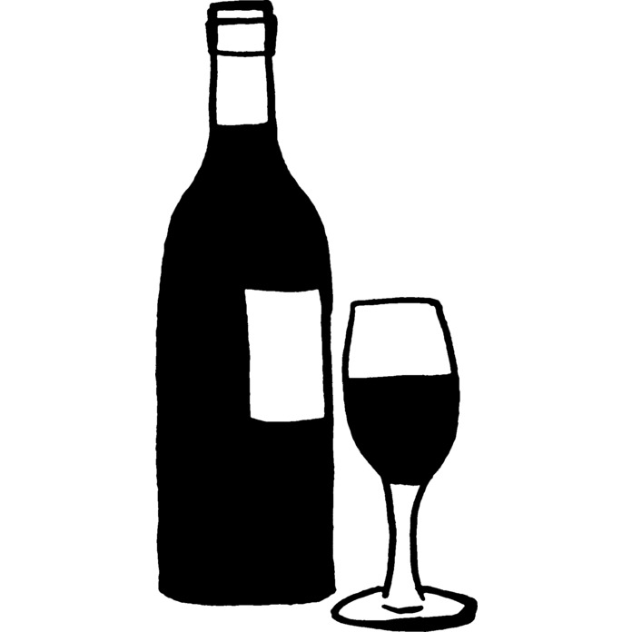 'Wine Glass & Bottle' Unmounted Rubber Stamp - For Crafting, Scrapbooking and Card Making (RS004901)