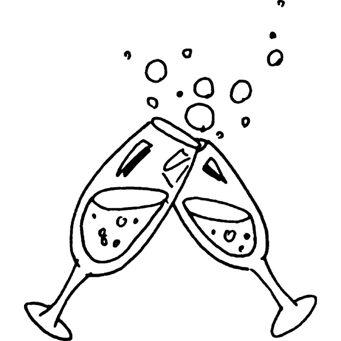 'Champagne Glasses' Unmounted Rubber Stamp -  For Crafting, Scrapbooking and Card Making (RS004975)