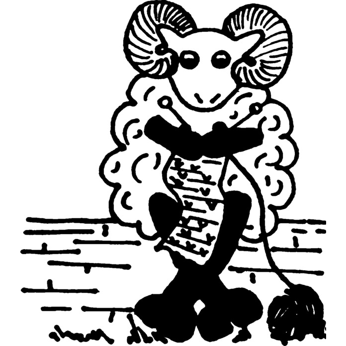 'Knitting Sheep' Unmounted Rubber Stamp - For Crafting, Scrapbooking and Card Making (RS006518)