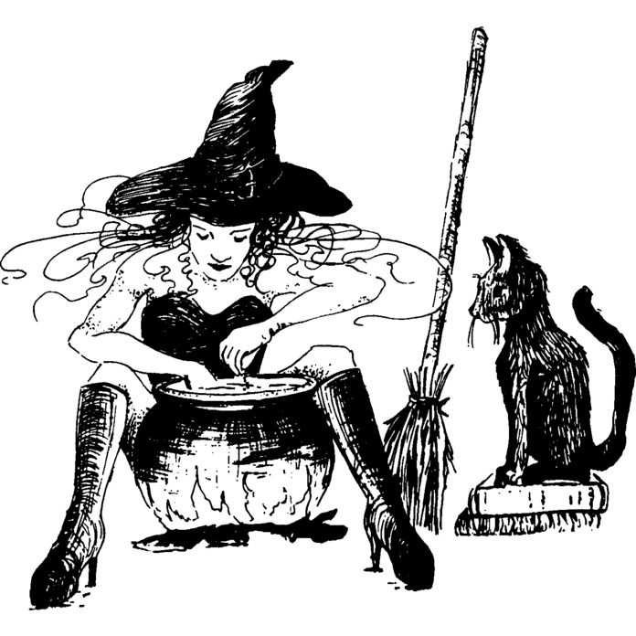 'Witch & Familiar' Unmounted Rubber Stamp - For Crafting, Scrapbooking and Card Making (RS008494)