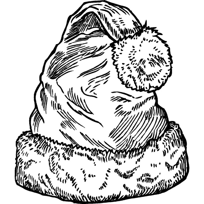 'Santa Hat' Unmounted Rubber Stamp -  For Crafting, Scrapbooking and Card Making (RS008665)