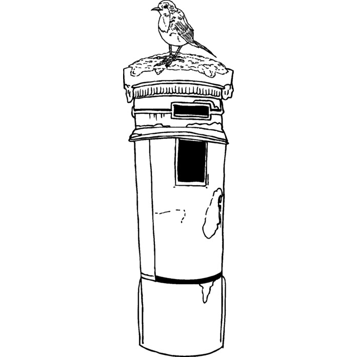 'Post Box With Robin' Unmounted Rubber Stamp - For Crafting, Scrapbooking and Card Making - Size A7 (RS00004502)