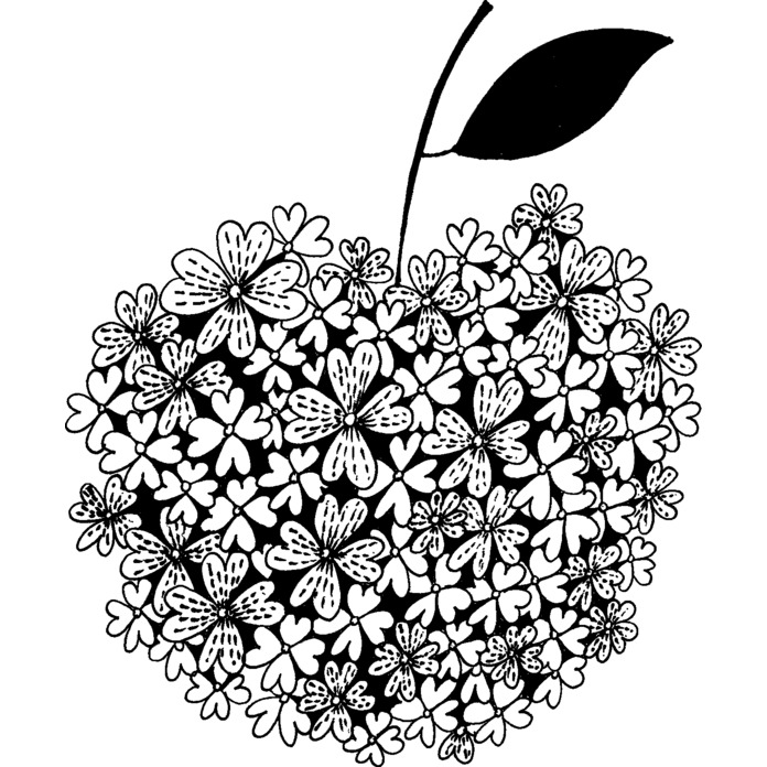 'Flower Apple' Unmounted Rubber Stamp - For Crafting, Scrapbooking and Card Making - Size A7 (RS00004851)