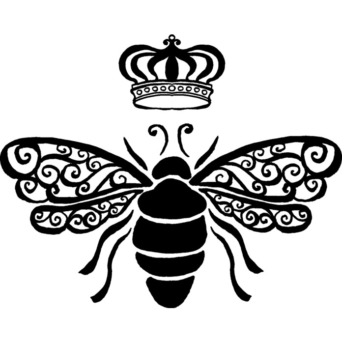 'Queen Bee' Unmounted Rubber Stamp - Bee with Crown Royal Swirls Design - For Crafting, Scrapbooking and Card Making (RS009849)