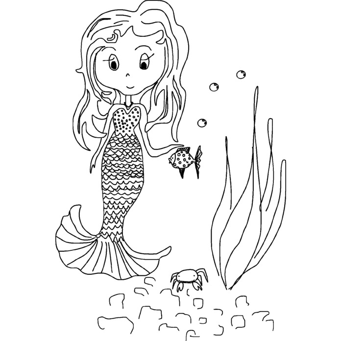 'Mermaid Under The Sea' Unmounted Rubber Stamp - For Crafting, Scrapbooking and Card Making (RS010731)