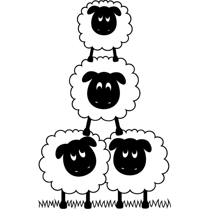 'Sheep Tower' Unmounted Rubber Stamp - Farm Animal Pyramid Illustration - For Crafting, Scrapbooking and Card Making - Size A7 (RS00006368)