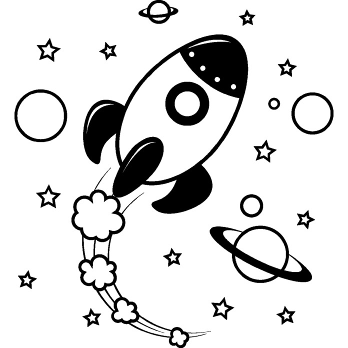 'Spaceship In Space' Unmounted Rubber Stamp -  For Crafting, Scrapbooking and Card Making - Size A7 (RS00007334)