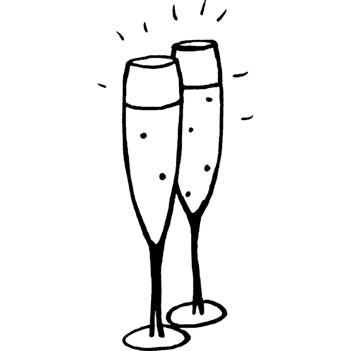 'Champagne Flutes' Unmounted Rubber Stamp - For Crafting, Scrapbooking and Card Making (RS022733)