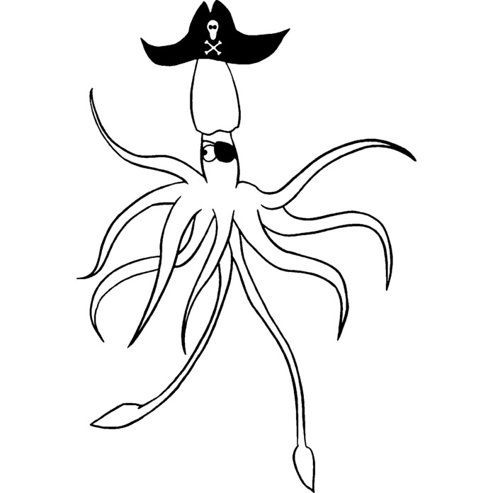 'Pirate Squid' Unmounted Rubber Stamp - For Crafting, Scrapbooking and Card Making - Size A7 (RS00007900)