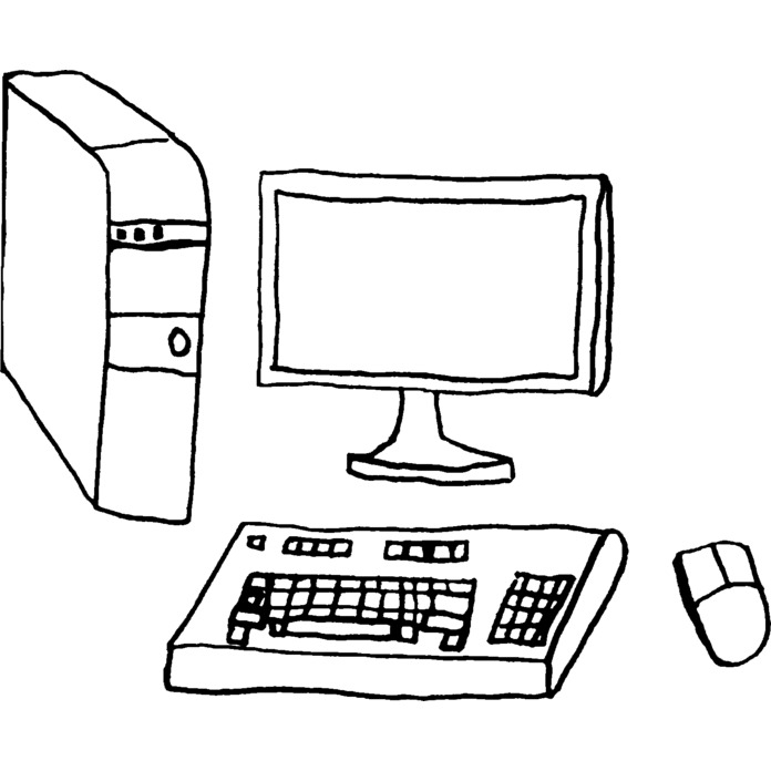 'Desktop Computer' Unmounted Rubber Stamp - For Crafting, Scrapbooking and Card Making - Size A7 (RS00007961)