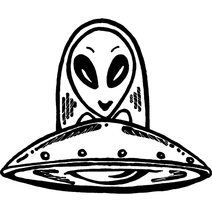 'Alien UFO' Unmounted Rubber Stamp - For Crafting, Scrapbooking and Card Making (RS014312)
