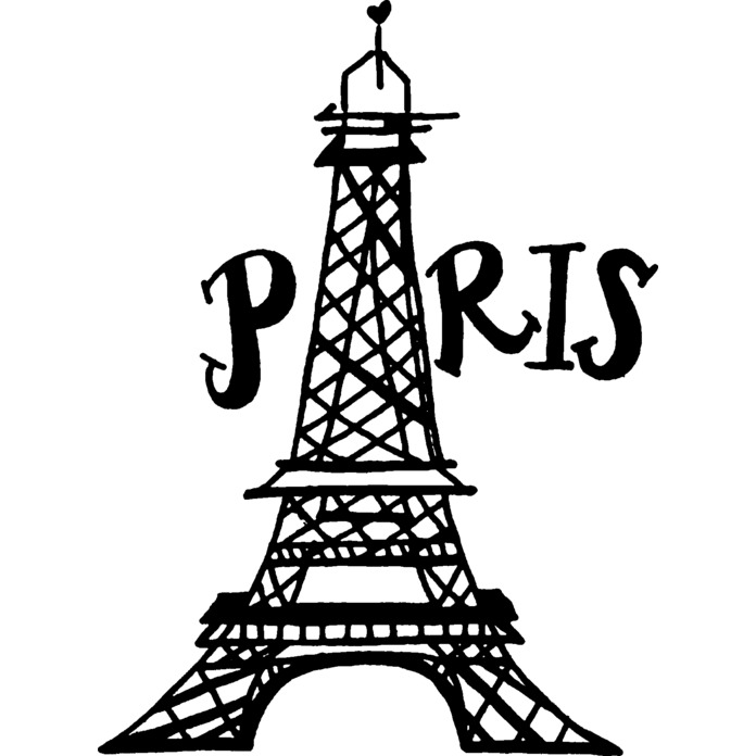 'Paris Eiffel Tower' Unmounted Rubber Stamp - Handdrawn Eiffel Landmark Typography - For Crafting, Scrapbooking and Card Making (RS014403)