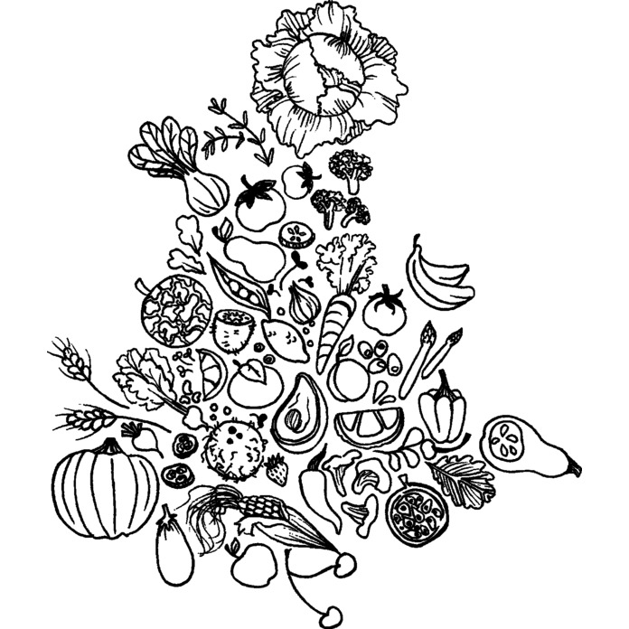 'Fruits & Vegetables' Unmounted Rubber Stamp - For Crafting, Scrapbooking and Card Making (RS014553)