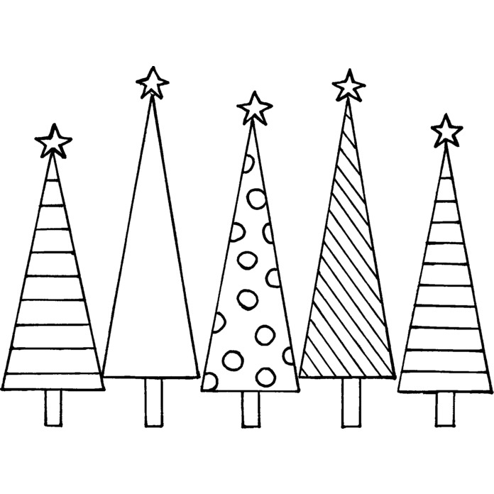 'Christmas Trees' Unmounted Rubber Stamp - For Crafting, Scrapbooking and Card Making - Size A7 (RS00008556)