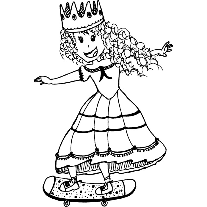 'Skateboarding Princess' Unmounted Rubber Stamp - For Crafting, Scrapbooking and Card Making (RS023505)