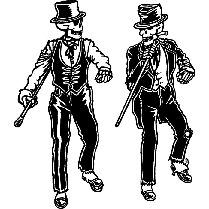 'Tap Dancing Skeletons' Unmounted Rubber Stamp -  For Crafting, Scrapbooking and Card Making (RS018631)