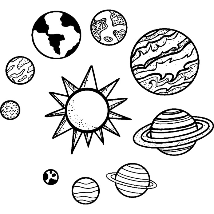 'Solar System' Unmounted Rubber Stamp - For Crafting, Scrapbooking and Card Making (RS019934)