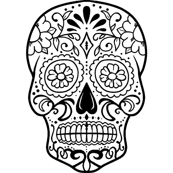 'Sugar Skull' Unmounted Rubber Stamp - Floral Day Of The Dead Skull Print - For Crafting, Scrapbooking and Card Making - Size A7 (RS00012799)