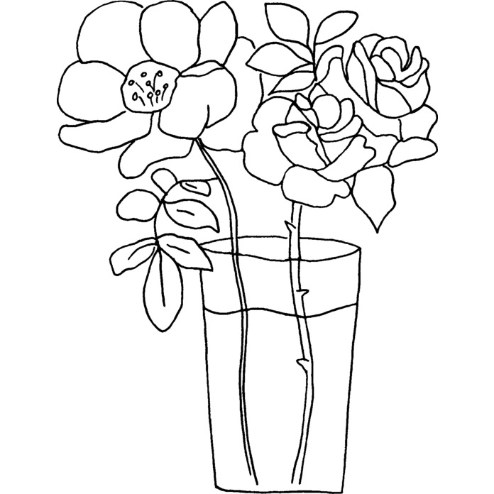 'Flowers In Vase' Unmounted Rubber Stamp - For Crafting, Scrapbooking and Card Making (RS020698)