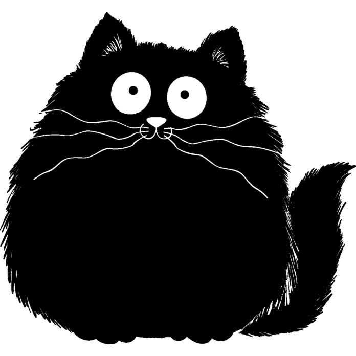 'Fat Cat' Unmounted Rubber Stamp - Round Black Feline Silhouette Cute - For Crafting, Scrapbooking and Card Making (RS021219)