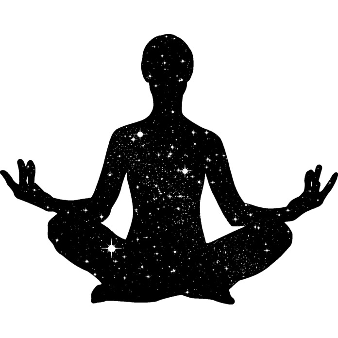 'Meditation Stars Silhouette' Unmounted Rubber Stamp - Cosmic Yoga Lotus Pose Silhouette - For Crafting, Scrapbooking and Card Making (RS021225)