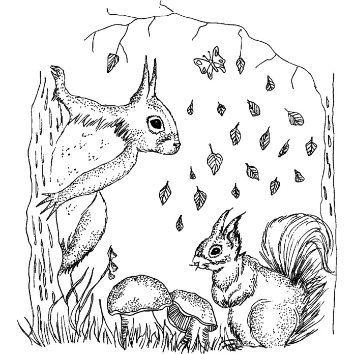 'Woodland Squirrels' Unmounted Rubber Stamp - For Crafting, Scrapbooking and Card Making (RS023677)