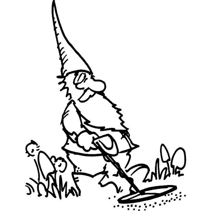 'Metal Detector Gnome' Unmounted Rubber Stamp - For Crafting, Scrapbooking and Card Making (RS023965)