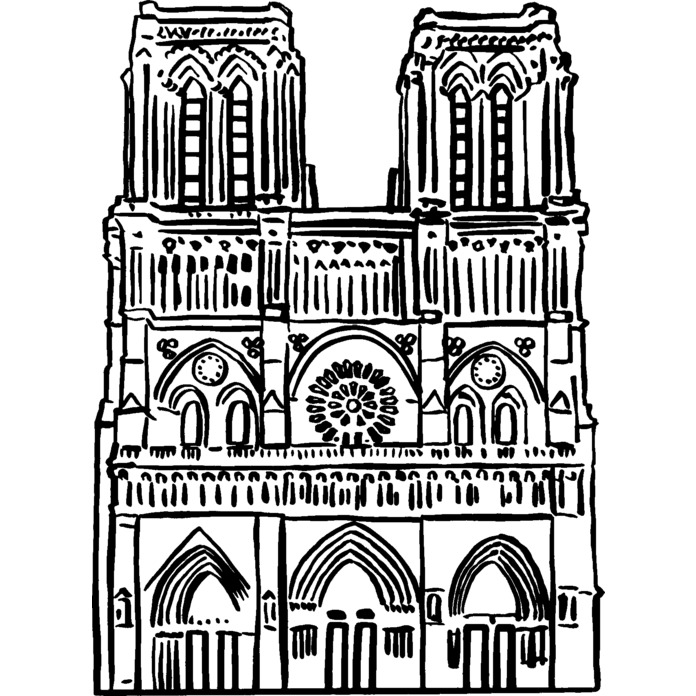 'Notre Dame Cathedral' Unmounted Rubber Stamp -  For Crafting, Scrapbooking and Card Making - Size A7 (RS00030612)