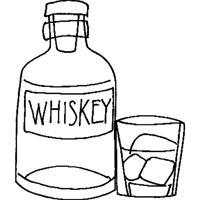 'Whiskey Bottle & Glass' Unmounted Rubber Stamp -  For Crafting, Scrapbooking and Card Making - Size A7 (RS00030926)