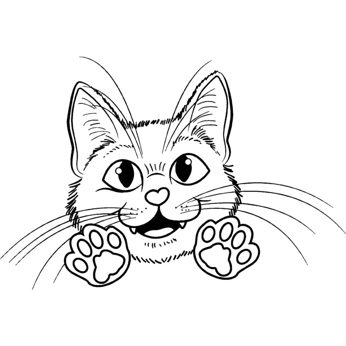 'Happy Cat Face' Unmounted Rubber Stamp - For Crafting, Scrapbooking and Card Making (RS025003)