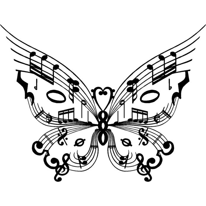 'Music Butterfly' Unmounted Rubber Stamp - For Crafting, Scrapbooking and Card Making - Size A7 (RS00034468)
