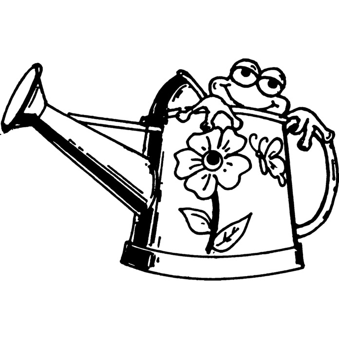 'Frog & Watering Can' Unmounted Rubber Stamp - For Crafting, Scrapbooking and Card Making (RS026819)