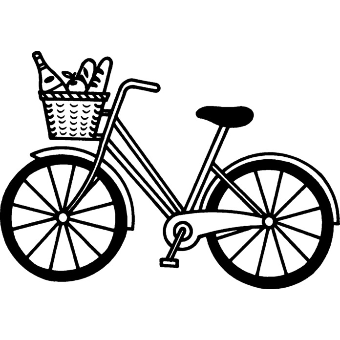 'Bike With Groceries' Unmounted Rubber Stamp - For Crafting, Scrapbooking and Card Making - Size A7 (RS00035194)