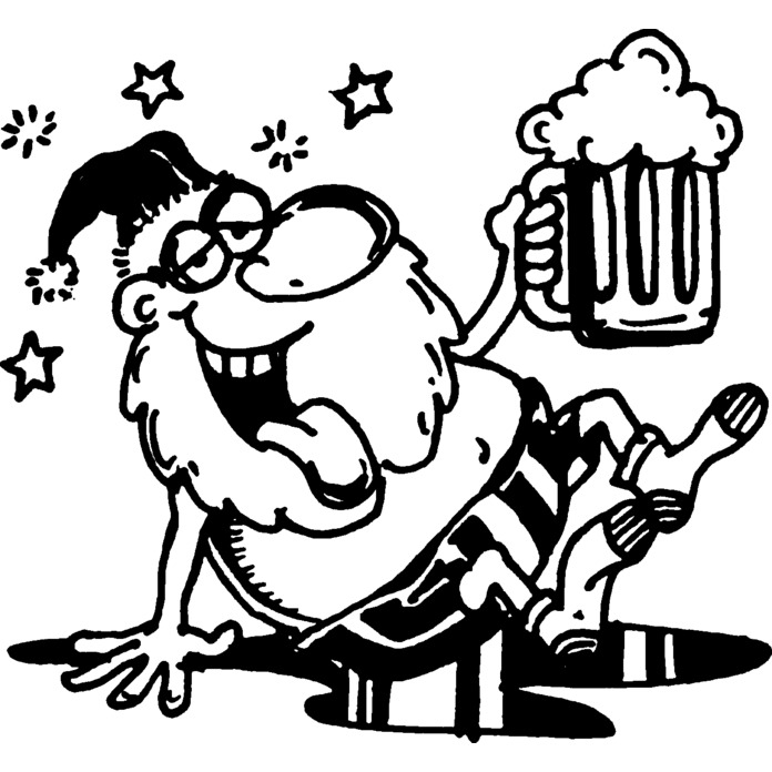 'Santa With Beer' Unmounted Rubber Stamp -  For Crafting, Scrapbooking and Card Making (RS027621)