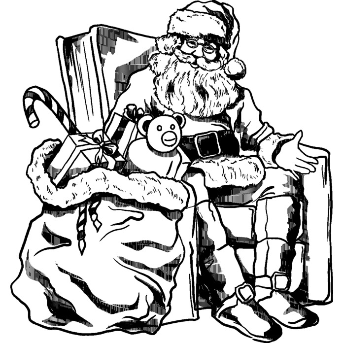 'Father Christmas & Gifts' Unmounted Rubber Stamp - For Crafting, Scrapbooking and Card Making (RS027870)
