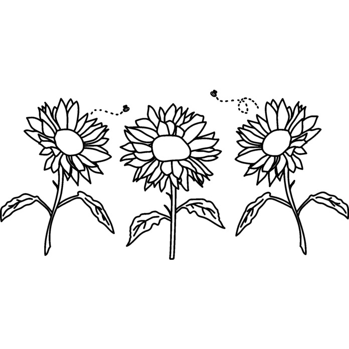 'Sunflowers & Bees' Unmounted Rubber Stamp - For Crafting, Scrapbooking and Card Making (RS028813)