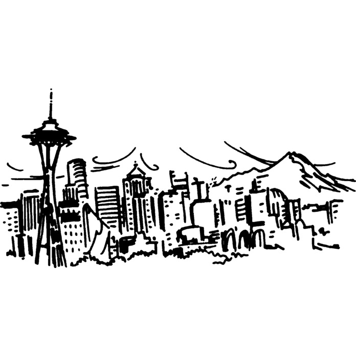 'Seattle Cityscape' Unmounted Rubber Stamp - For Crafting, Scrapbooking and Card Making (RS031533)