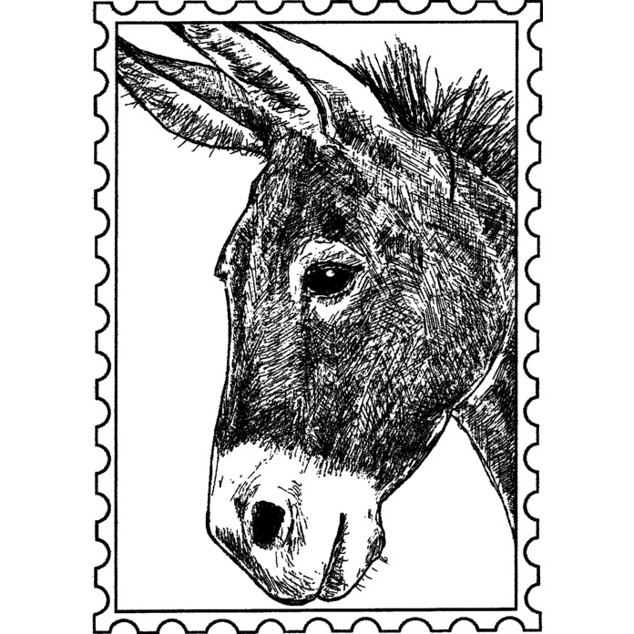 'Donkey Postage Stamp' Unmounted Rubber Stamp - For Crafting, Scrapbooking and Card Making (RS031811)