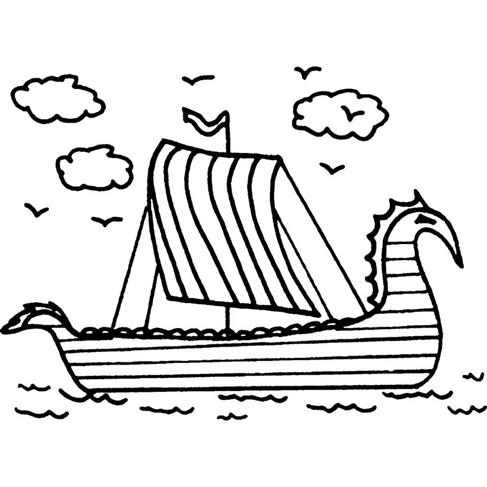 'Viking Ship At Sea' Unmounted Rubber Stamp - For Crafting, Scrapbooking and Card Making (RS037383)