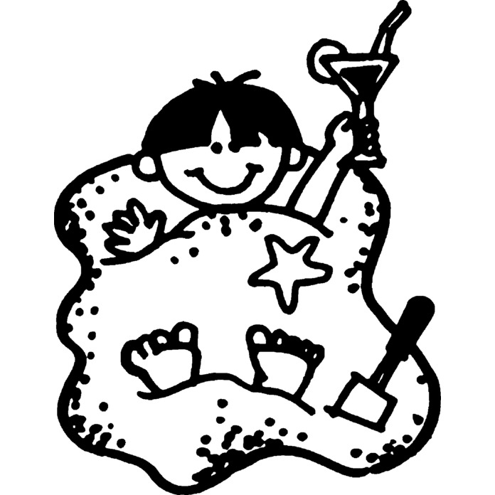 'Person In The Sand' Unmounted Rubber Stamp - For Crafting, Scrapbooking and Card Making (RS037752)