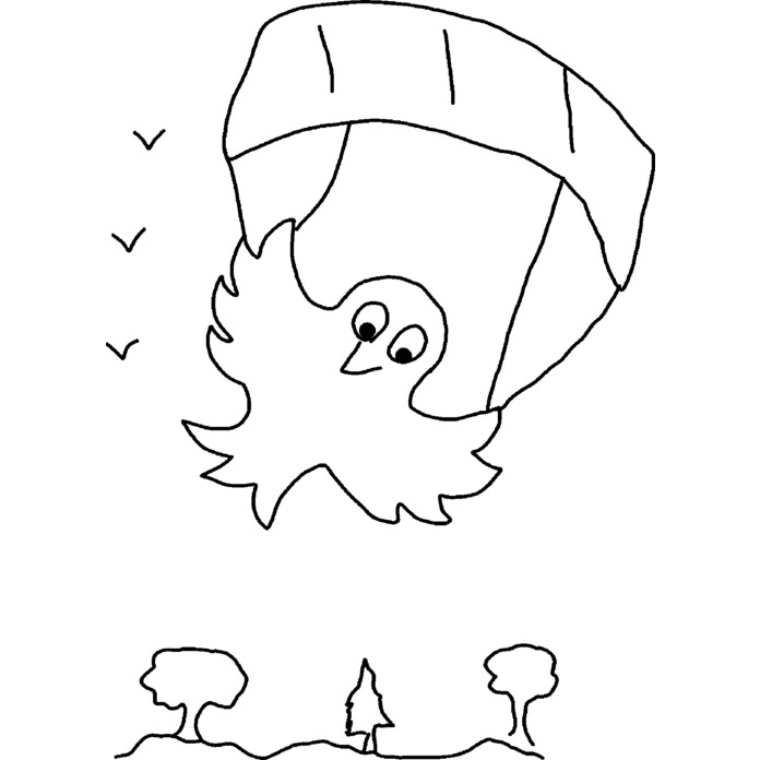 'Chick paragliding ' Unmounted Rubber Stamp -  For Crafting, Scrapbooking and Card Making - Size A7 (RS00049645)