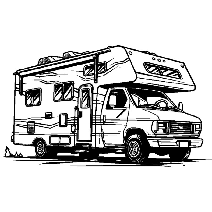 'Recreational Vehicle' Unmounted Rubber Stamp - For Crafting, Scrapbooking and Card Making (RS043581)